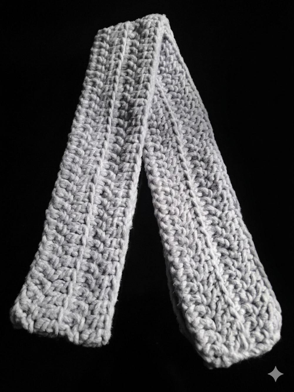 Men's Hand-Knit Gray Crochet Scarf - Unbranded